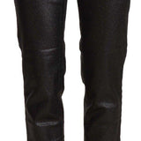 John Galliano Chic Black Glittered Cropped Pants-Modeoutlet