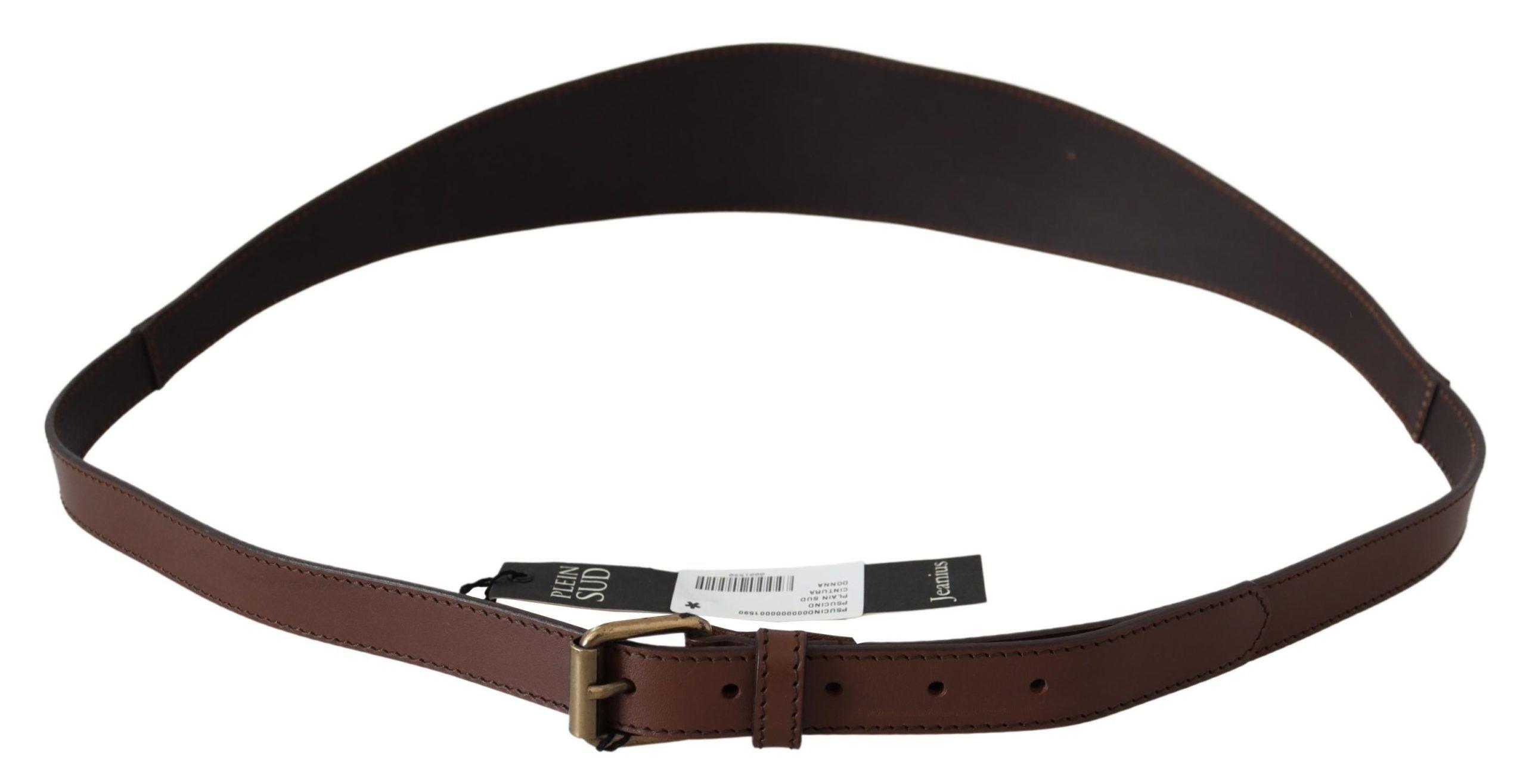 PLEIN SUD Elegant Rustic Gold-Tone Leather Belt-Modeoutlet