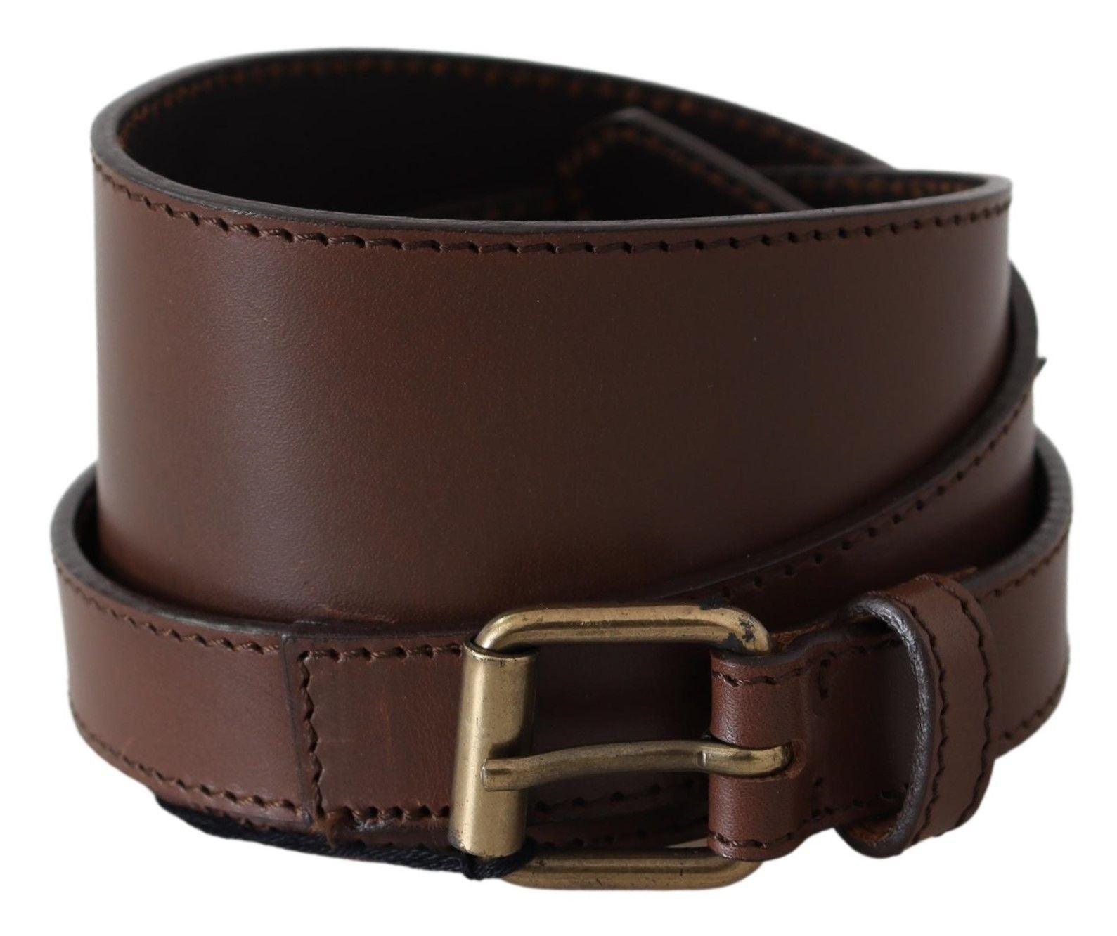 PLEIN SUD Elegant Rustic Gold-Tone Leather Belt-Modeoutlet